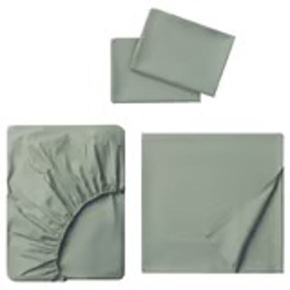 IKEA DVALA Gray Green King Sheet Set for Ultimate Comfort & Breathable Style